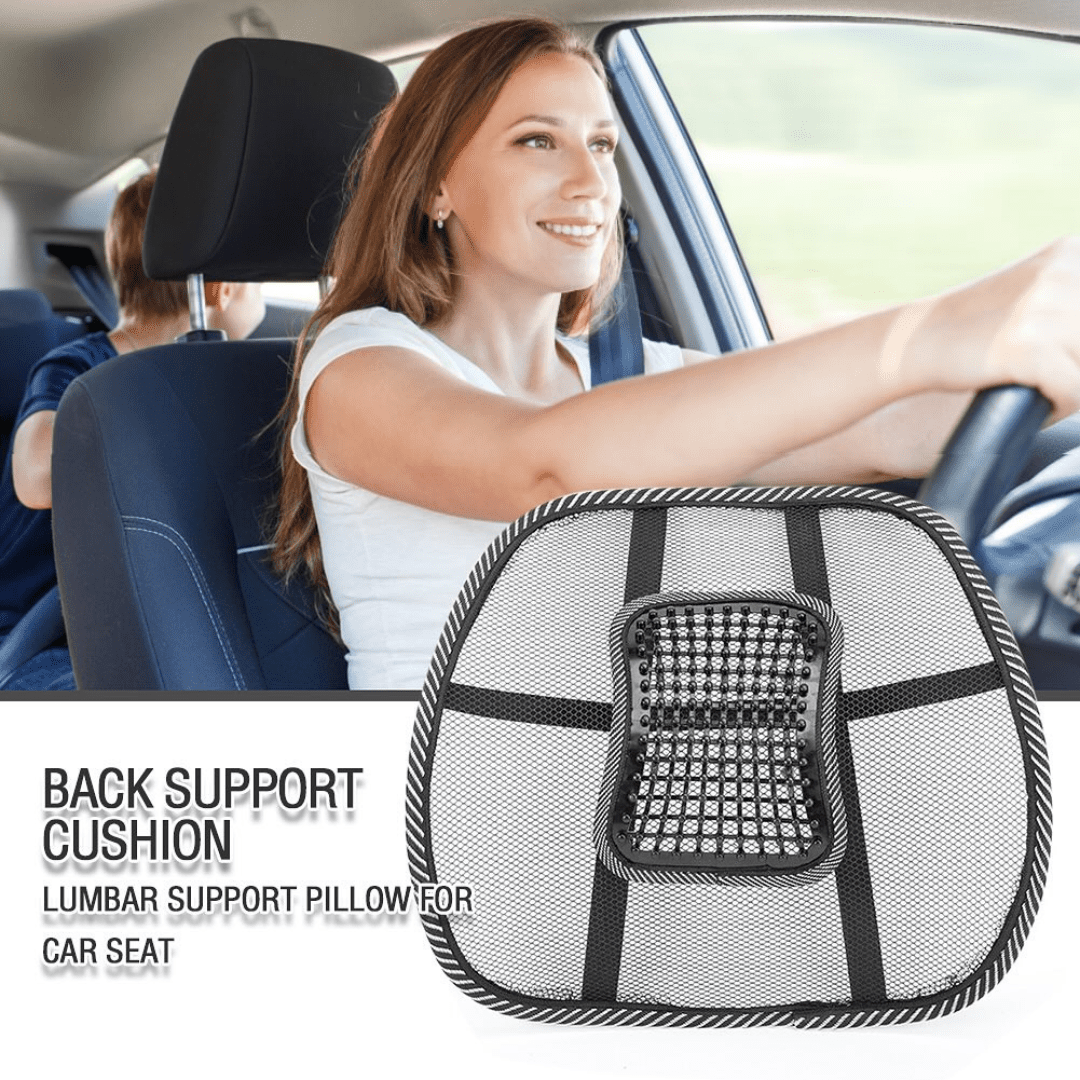 Breathable Broad Beaded Mesh Car Seat Back Massage Lumber Support Auto SupplyMaster