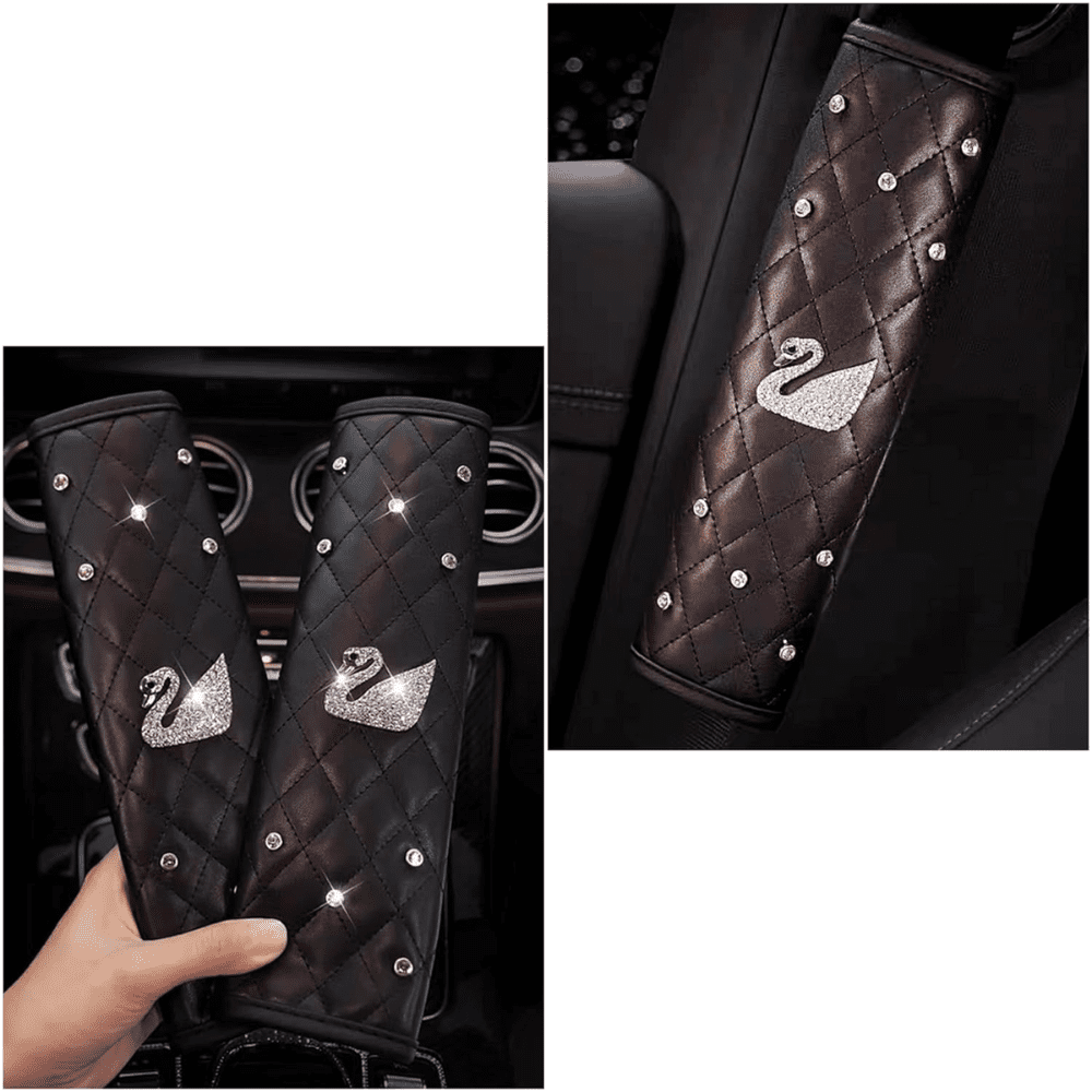 Diamond PU 2 Pairs Of Leather Seatbelt Covers Auto SupplyMaster