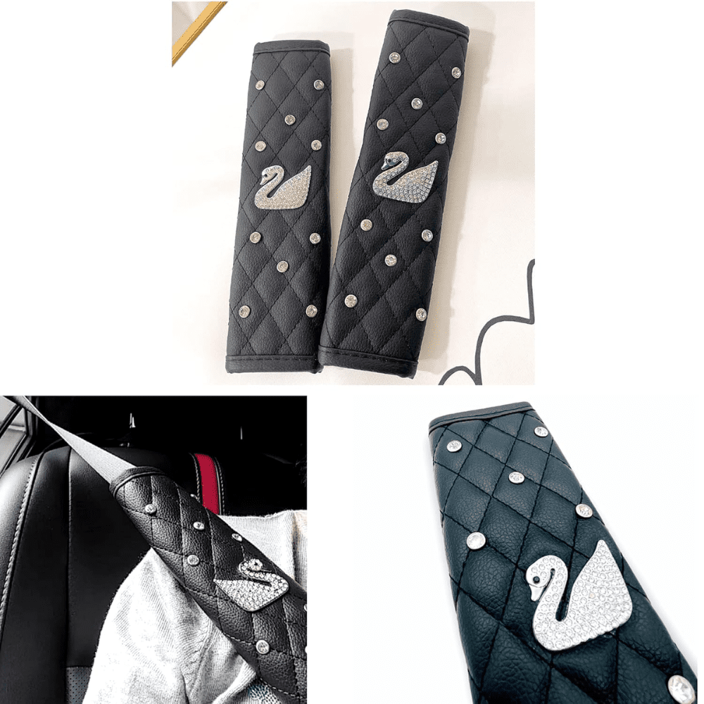 Diamond PU 2 Pairs Of Leather Seatbelt Covers Auto SupplyMaster