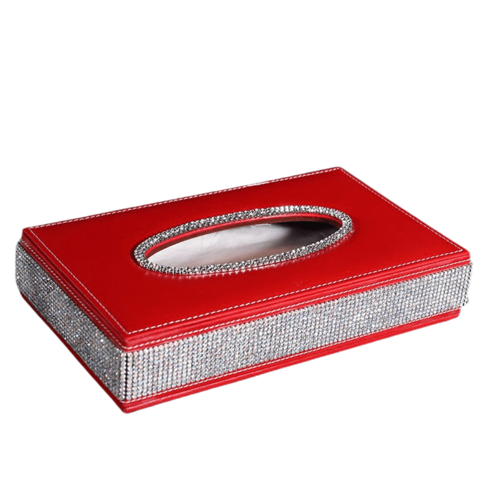 Faux Leather Bling Rhinestone Diamond Car Tissue Box Auto SupplyMaster