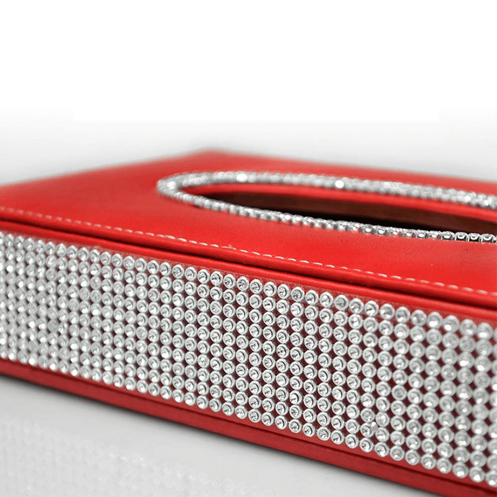 Faux Leather Bling Rhinestone Diamond Car Tissue Box Auto SupplyMaster