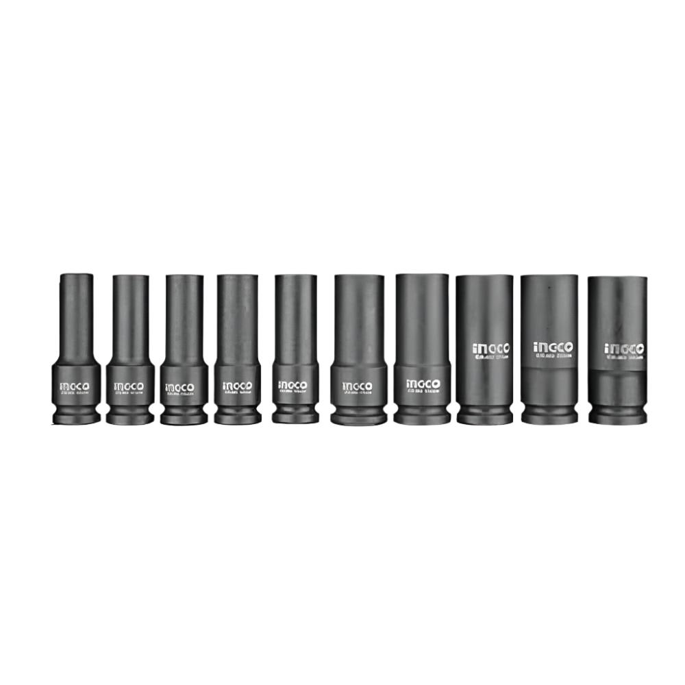 Ingco ½″ 10 Pieces Deep Impact Socket Set - HKISSD12102L Auto Supply Master