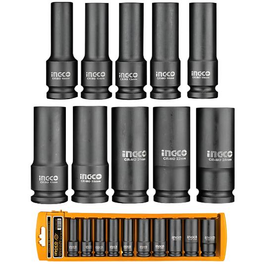 Ingco ½″ 10 Pieces Deep Impact Socket Set - HKISSD12102L Auto Supply Master