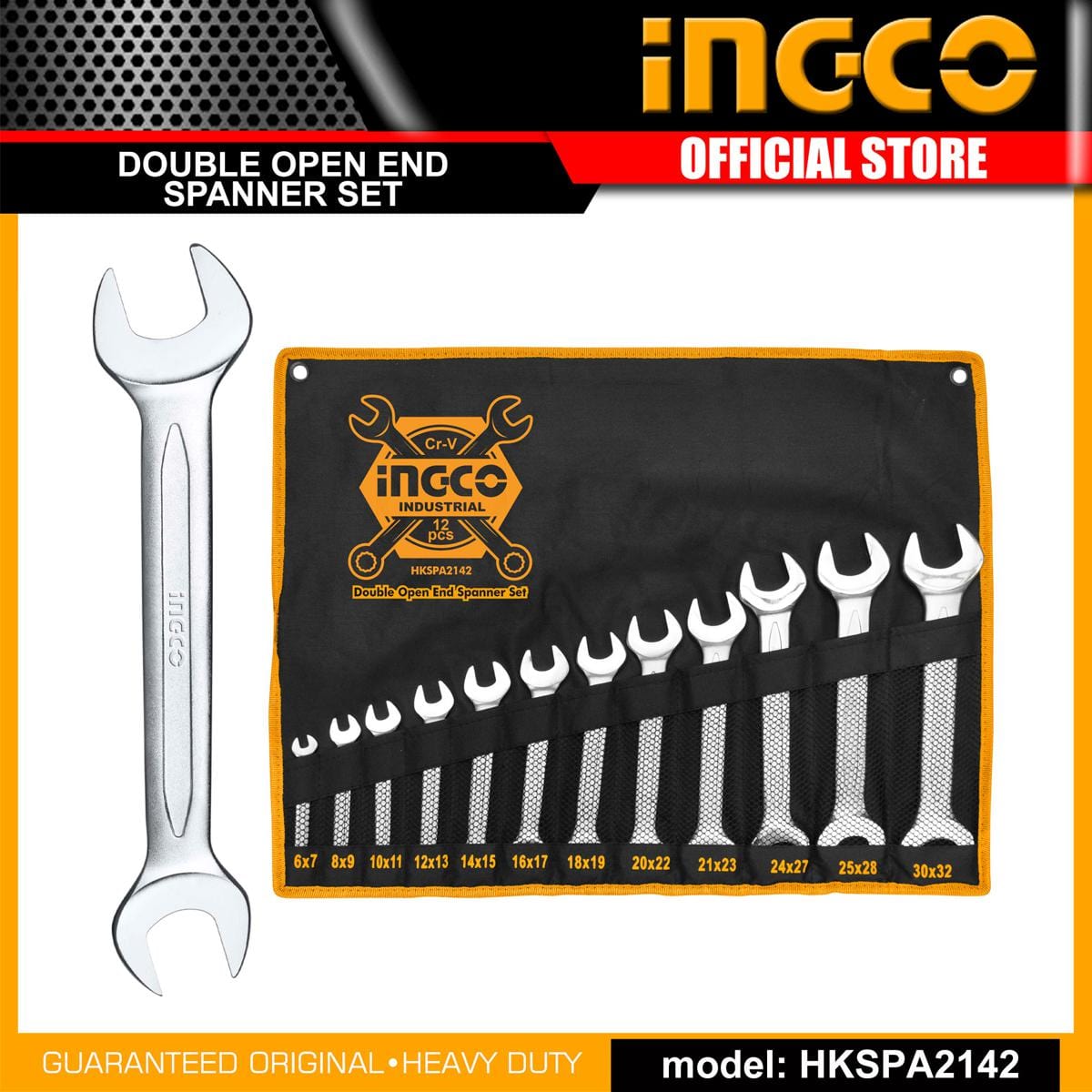 Ingco 12 Pieces Double Open End Spanner Set - HKSPA2142 Auto Supply Master