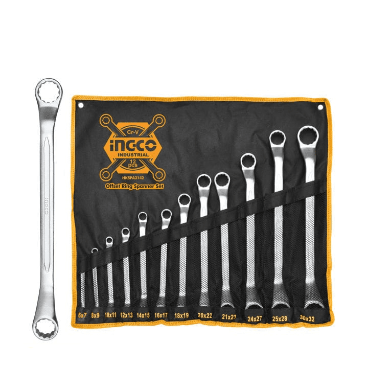 Ingco 12 Pieces Offset Ring Spanner Set - HKSPA3142 Auto Supply Master