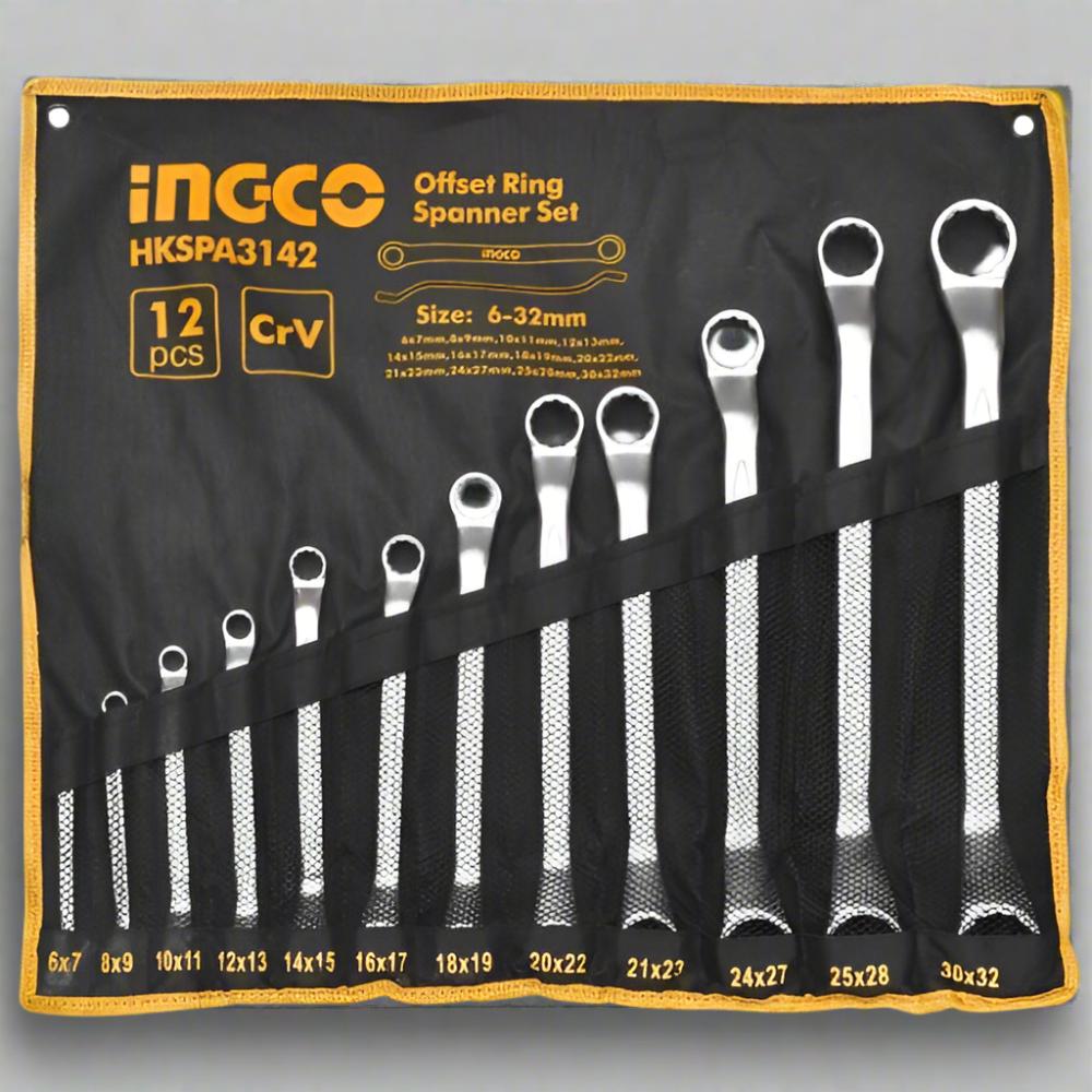 Ingco 12 Pieces Offset Ring Spanner Set - HKSPA3142 Auto Supply Master