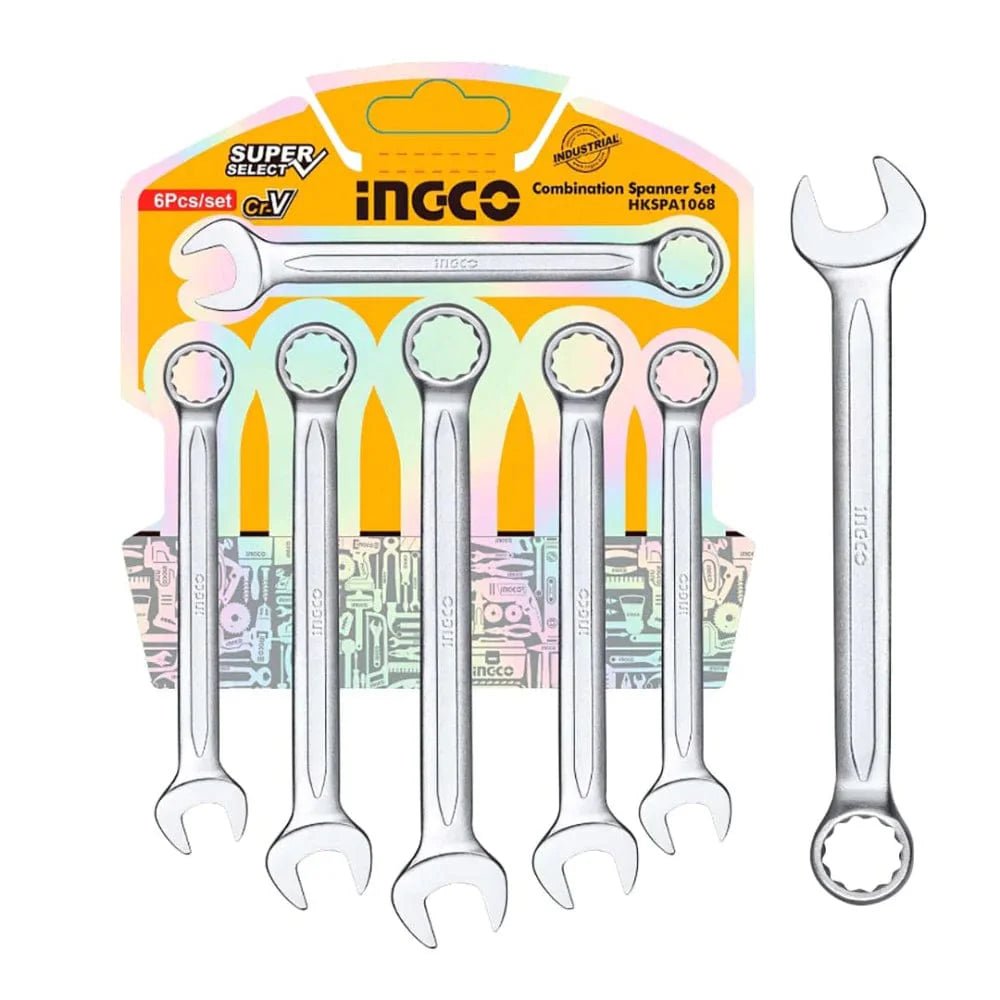 Ingco 6 Pieces Combination Spanner Set 8-17mm - HKSPA1068 Auto Supply Master