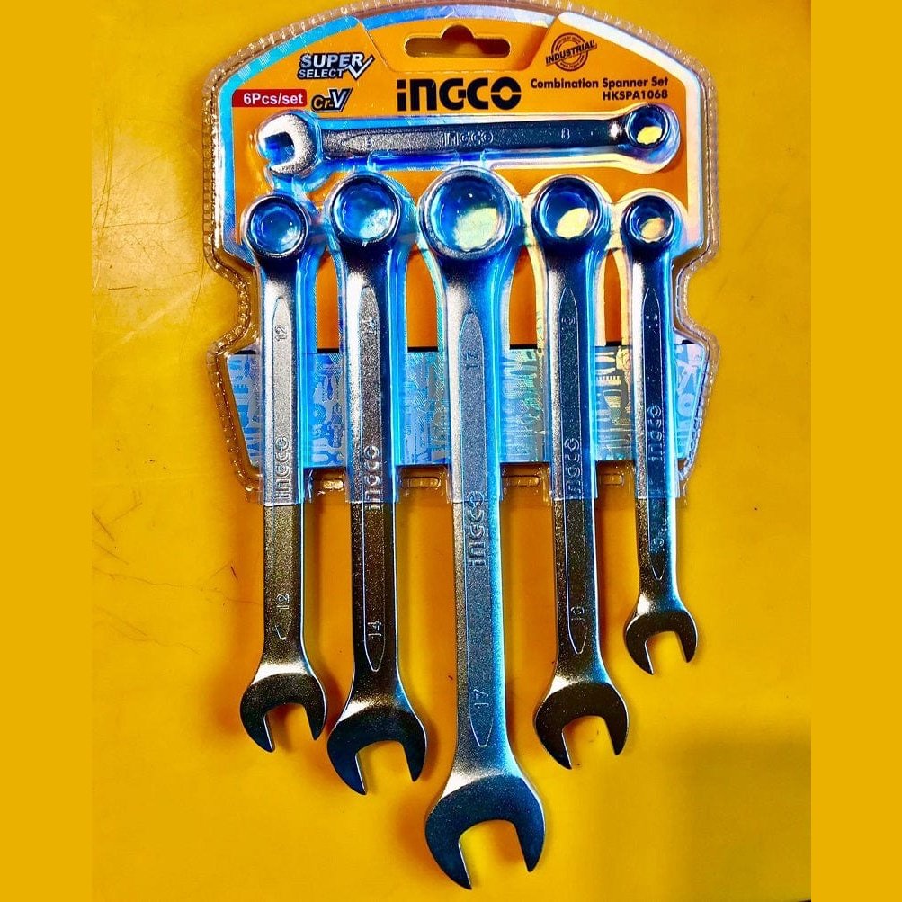 Ingco 6 Pieces Combination Spanner Set 8-17mm - HKSPA1068 Auto Supply Master