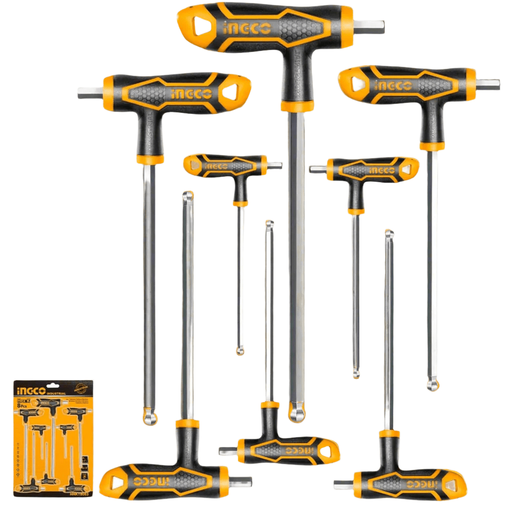 Ingco 8 Pcs T Handle Hex Keys Ball End Set - HHKT8082 Auto Supply Master