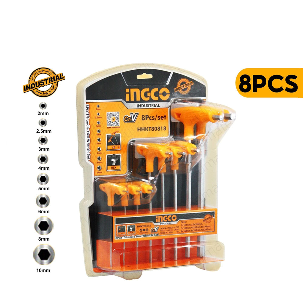 Ingco 8 Pieces T-handle hex wrench set - HHKT80818 Auto Supply Master