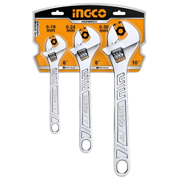 Ingco Adjustable Wrench Set - HADWK031 Auto Supply Master