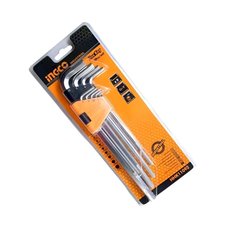 Ingco Extra Long Arm 9 Pieces Hex Key Set - HHK11092 Auto Supply Master