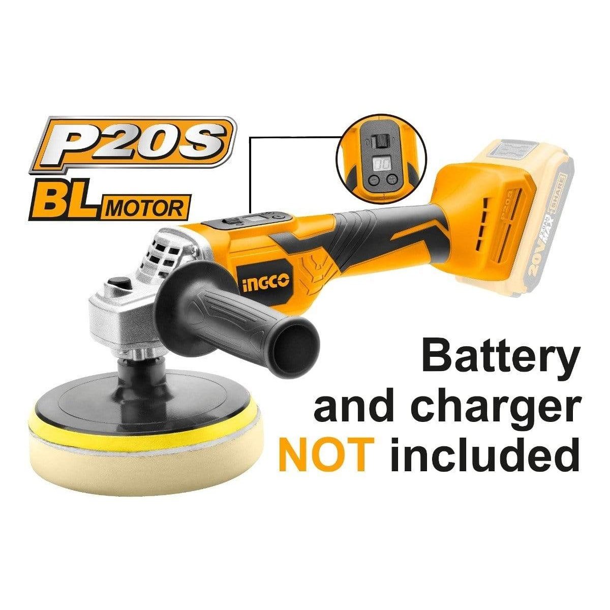 Ingco Lithium-Ion Cordless Angle Polisher 20V 2.0Ah - APLI2001 Auto Supply Master