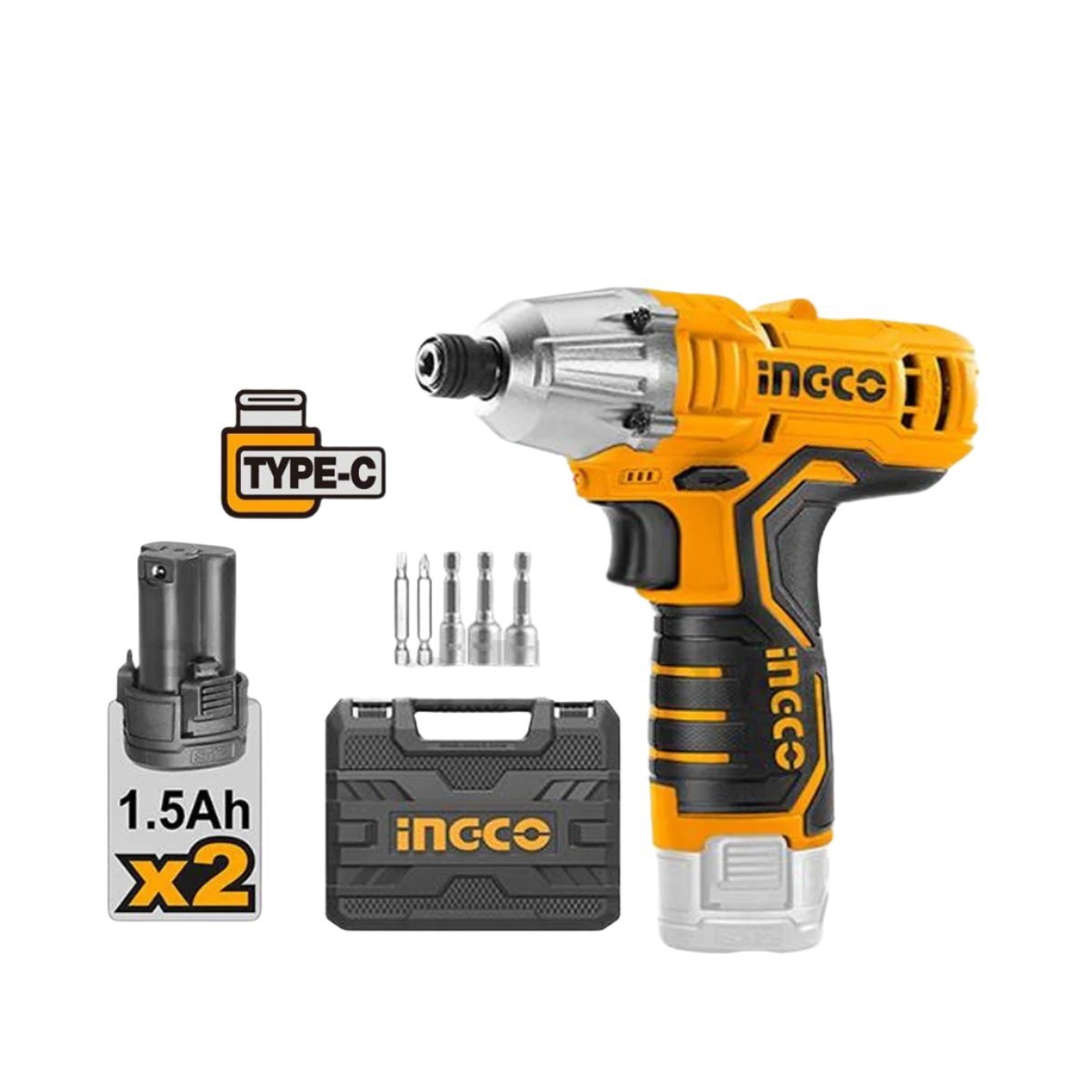 Ingco Lithium-Ion Cordless Impact Driver with 12V 1.5Ah Charger - CIRLI12015 Auto Supply Master