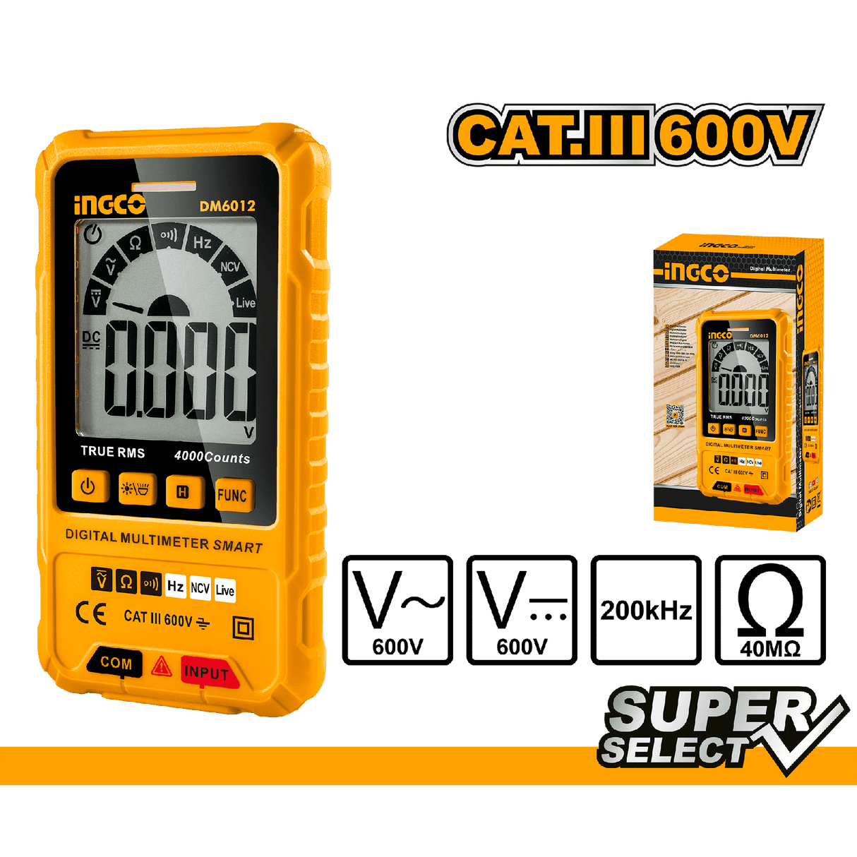 Ingco Smart Digital Multimeter 4000 Counts - DM6012 Auto Supply Master
