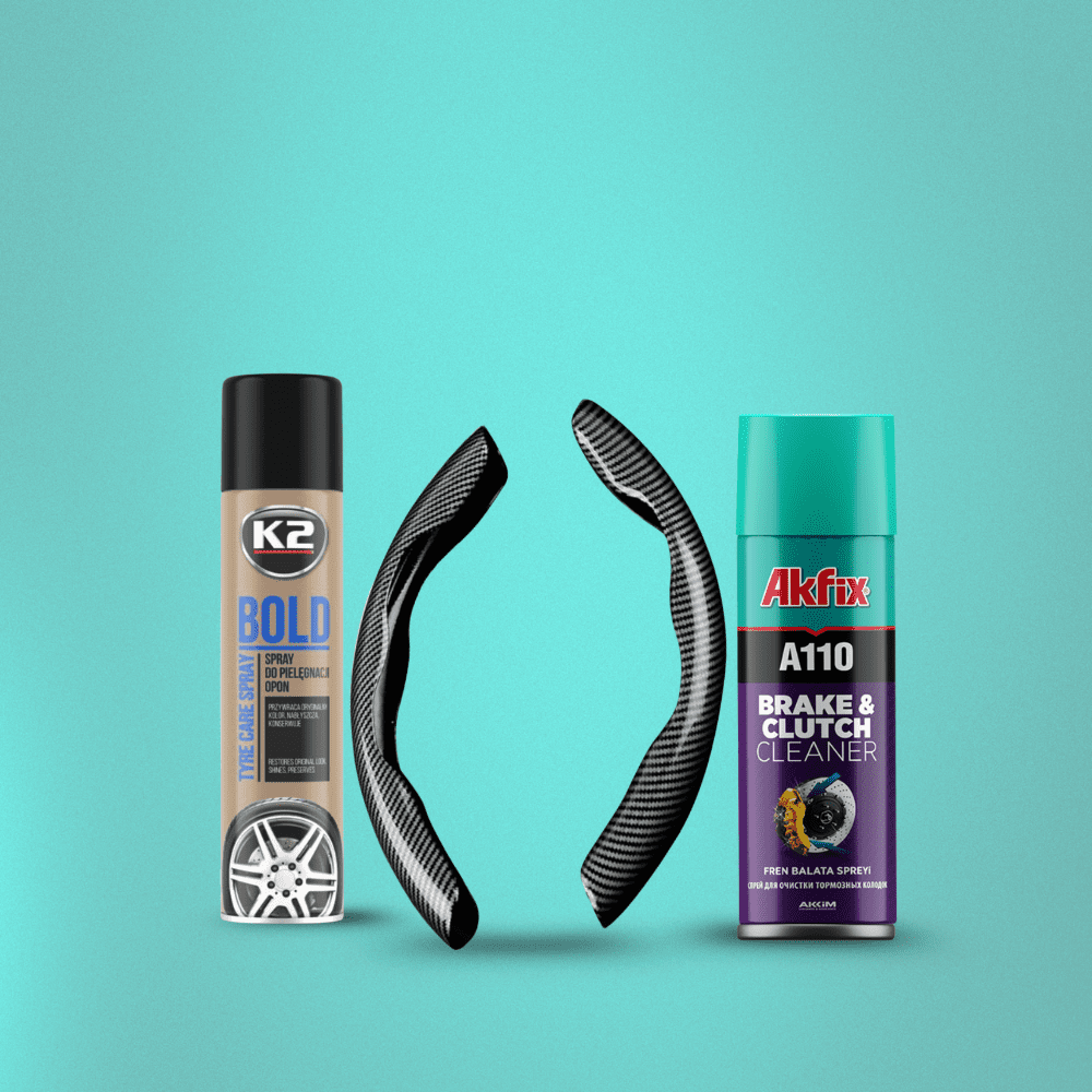 Ultimate Car Care Pack - Tire Spray, Steering Wheel Cover, Brake & Clutch Cleaner Auto SupplyMaster