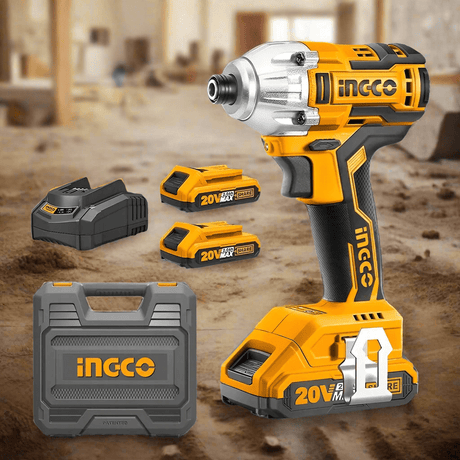 Ingco 1/2" Lithium-Ion Cordless Impact Wrench 300NM with Two 20V 2.0Ah Batteries & Charger - CIWLI2038 Auto Supply Master
