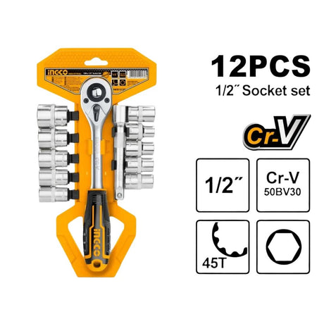 Ingco 12 Pieces 1/2″ Socket Set - HKTS12122 Auto Supply Master