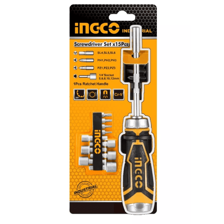 Ingco 15 In 1 Ratchet Screwdriver Set - AKISD1508 Auto Supply Master