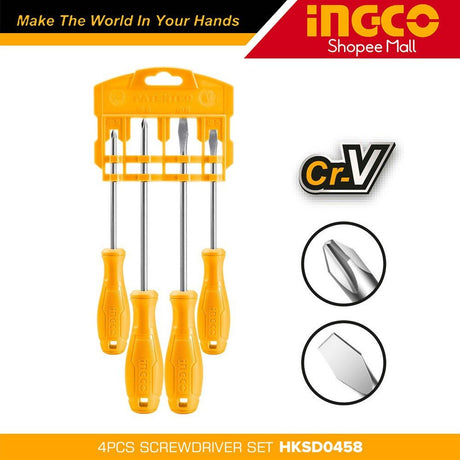 Ingco 4 Pieces Screwdriver Set - HKSD0458 Auto Supply Master