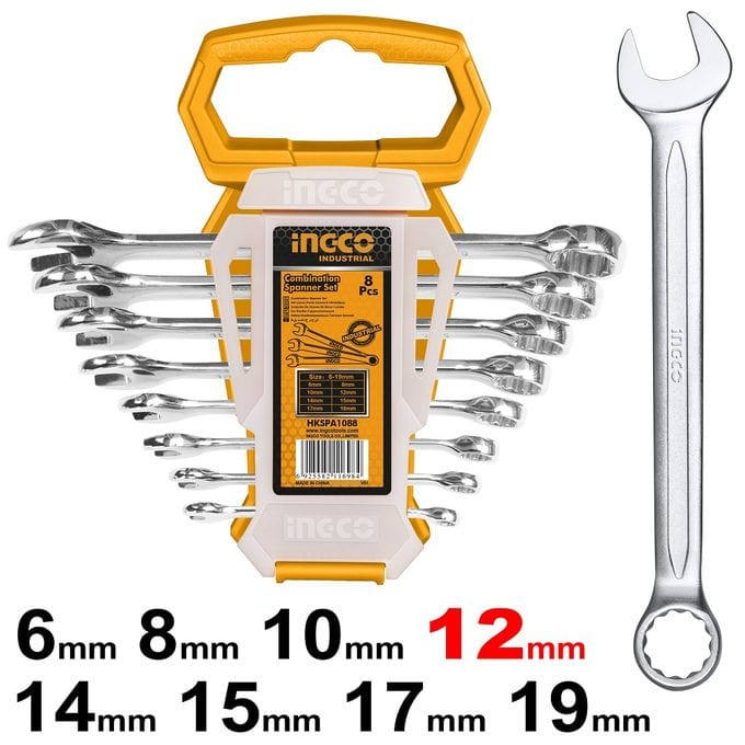 Ingco 8 Pieces Combination Spanner Set 6-19mm - HKSPA1088 Auto Supply Master