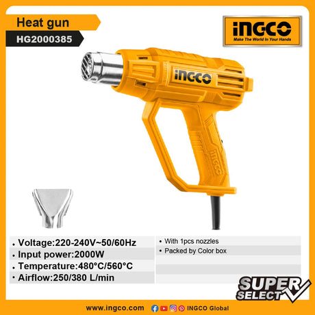 Ingco Heat Gun 2000W - HG2000385 Auto Supply Master