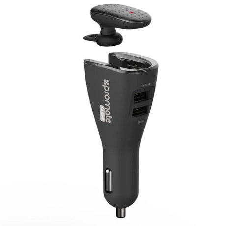 Promate Bluetooth Headset with Dual USB Car Charger - Aria-2 Auto Supply Master