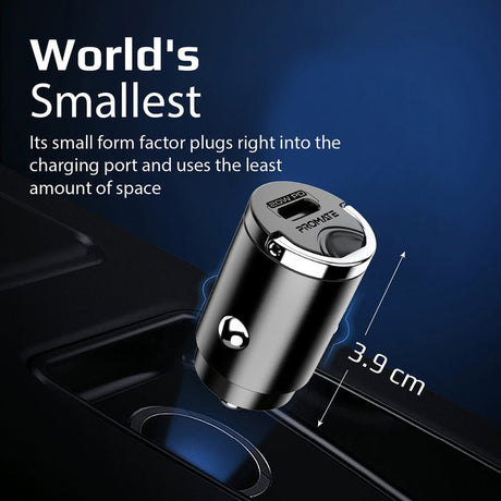 Promate Car Charger with 20W Power Delivery - Bullet-PD20 Auto Supply Master