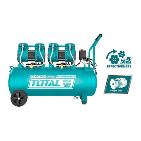 Total 100L Air Compressor 2×1200W 3.2HP - TCS2241008 Auto Supply Master