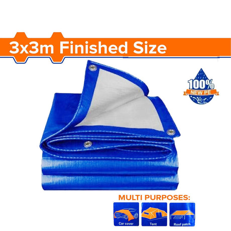 Wadfow PE Polyethylene Tarpaulin with Eyelets 3x3m - WTQ1833 Auto Supply Master