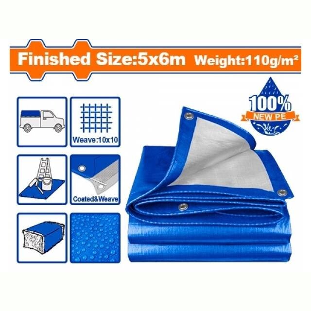 Wadfow PE Polyethylene Tarpaulin with Eyelets 5x6m - WTQ1856 Auto Supply Master