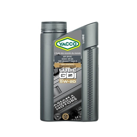 Yacco 100% Synthetic Engine Oil 1L/4L - LUBE GDI SAE 5W20 Auto Supply Master