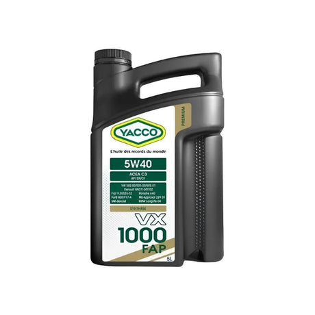 Yacco VX Premium 100% Synthetic Engine Oil 1L/5L/208L - VX 1000 FAP SAE 5W40 Auto Supply Master
